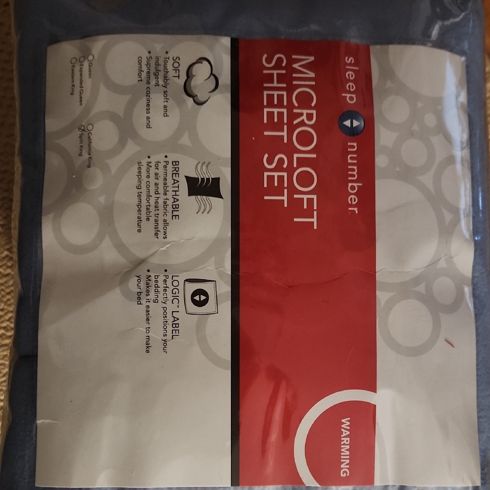 Sleep Number Microloft Sheet Set - Blue Split  King Sheet